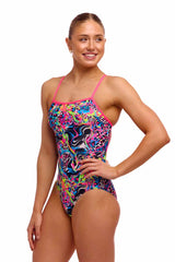 Funkita Ladies Lolly Leopard Single Strap One Piece Swimsuit - Multi | Allens Of Kingsbury