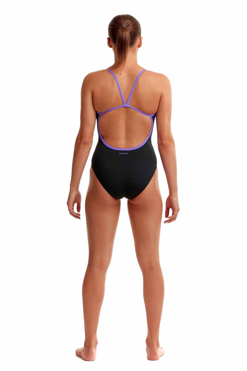 Funkita Ladies Night Mare Single Strap One Piece Swimsuit - Black/Purple | Allens Of Kingsbury