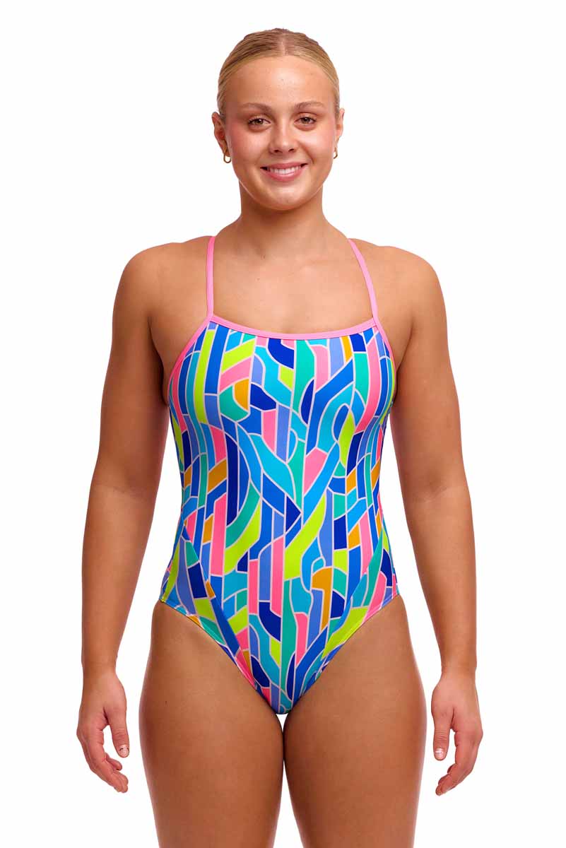 Funkita Ladies Pillared Single Strap One Piece Swimsuit - Multi | Allens Of Kingsbury