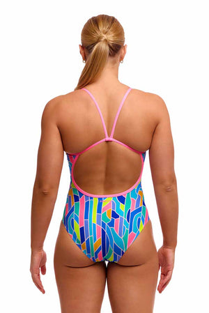 Funkita Ladies Pillared Single Strap One Piece Swimsuit - Multi | Allens Of Kingsbury
