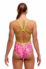 Funkita Ladies Rosie Cheeky Single Strap One Piece Swimsuit - Pink/White | Allens Of Kingsbury