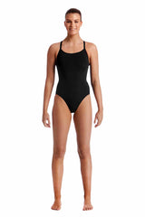 Funkita Ladies Still Black Diamond Back One Piece Swimsuit - Black | Allens Of Kingsbury