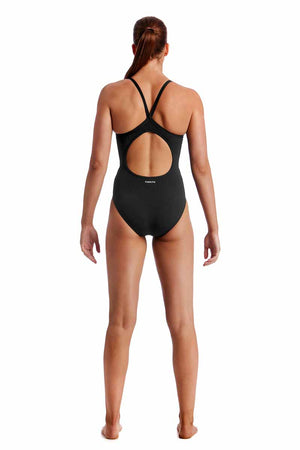 Funkita Ladies Still Black Diamond Back One Piece Swimsuit - Black | Allens Of Kingsbury