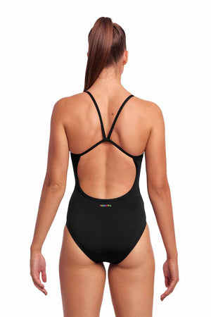 Funkita Ladies Still Black Single Strap One Piece Swimsuit - Black | Allens Of Kingsbury