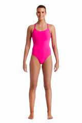Funkita Ladies Still Pink Diamond Back One Piece Swimsuit - Pink | Allens Of Kingsbury