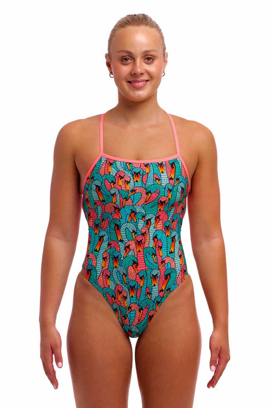 Funkita Ladies Swan See Swan Strapped In One Piece Swimsuit - Multi | Allens Of Kingsbury 801