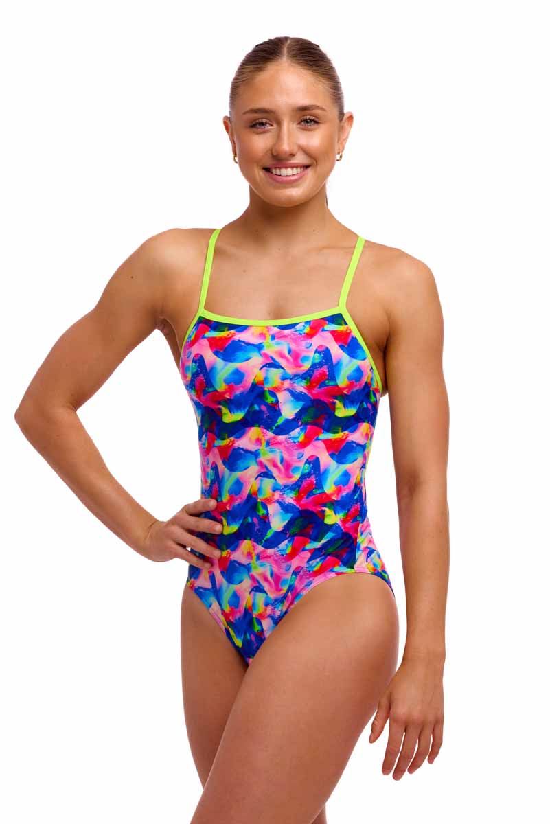 Funkita Ladies Wet Wave Single Strap One Piece Swimsuit - Multi | Allens Of Kingsbury