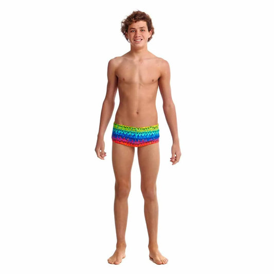 Funky Trunks Boys Wing It Classic Trunks in vibrant multi colors, featuring fun wing patterns and a comfortable fit. 1200