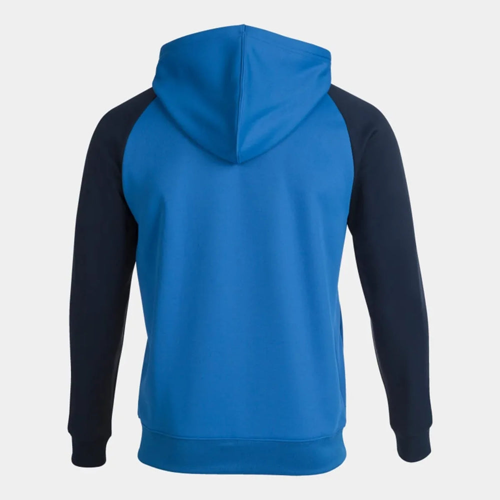 Joma Men's Academy IV hoodie jacket in royal and navy, featuring a front zipper and comfortable hoodie design.