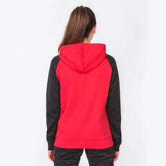 Joma Women's Academy IV zip-up hoodie in red and black, casual jacket with front zipper and hood, suitable for sports and everyday wear