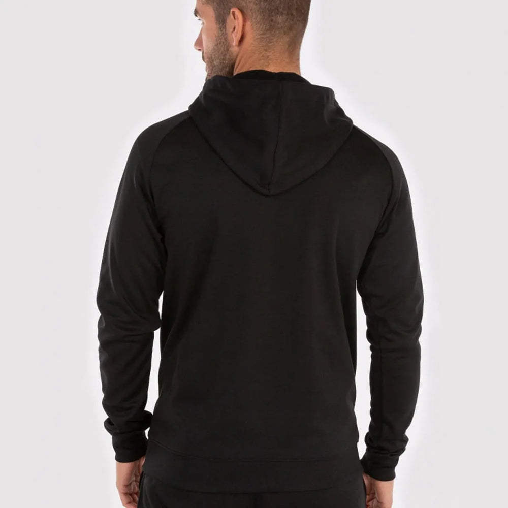 Black Joma Boys Menfis Hoodie Jacket displayed, featuring a zip-up design and comfortable fit in a casual style.