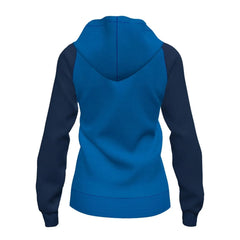 Joma Girls Academy IV zip-up hoodie in royal and navy, casual jacket with front zipper and hood, perfect for active wear.
