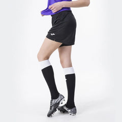 Black Joma Women's Paris II shorts, lightweight athletic shorts with a comfortable fit, designed for active wear.