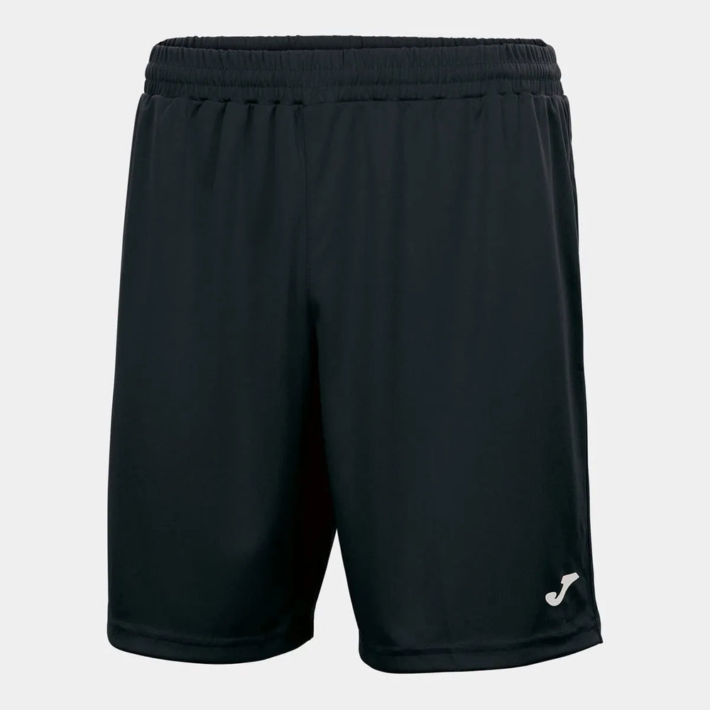 Black Joma Boys Nobel Shorts made of lightweight fabric, featuring a comfortable fit and sporty design for active wear.