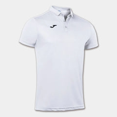 White Joma men's Hobby polo shirt, lightweight cotton T-shirt with a classic collar and short sleeves, casual athletic style.