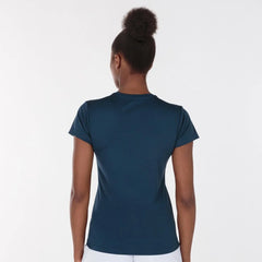 Joma women's Combi T-shirt in dark navy, casual short-sleeve shirt made from soft fabric, featuring a classic fit and round neckline.