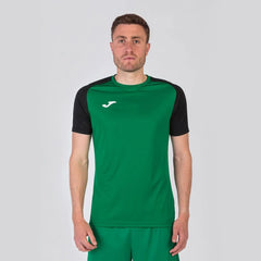 Joma Boys Academy IV T-shirt in green and black, casual cotton T-shirt with crew neck for boys.