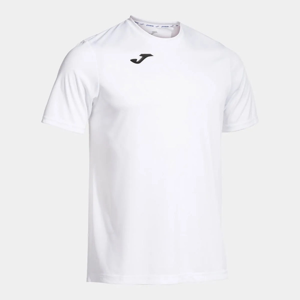 White Joma boys' Combi T-shirt, a casual short-sleeve t-shirt for kids, featuring the Joma brand logo and comfortable fit.