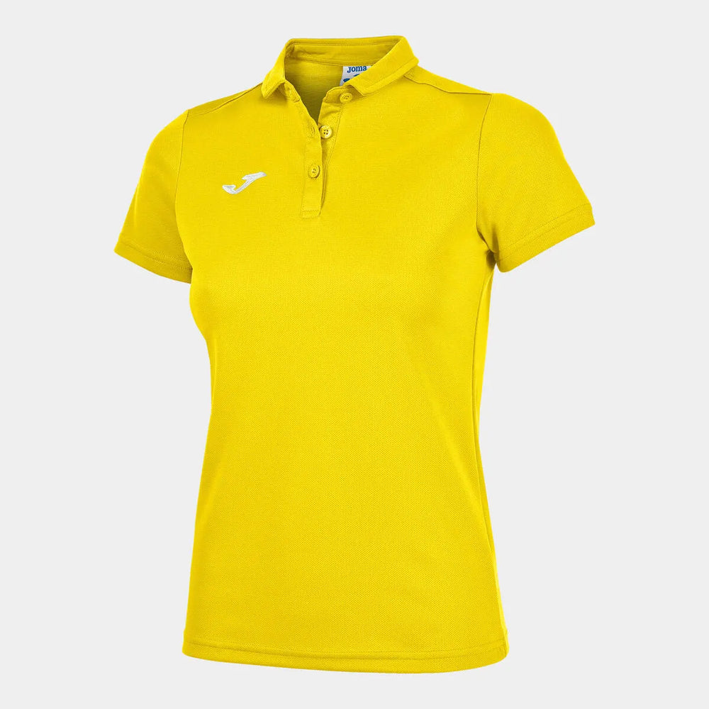 Joma girls' yellow Hobby polo shirt, short-sleeve T-shirt with classic collar, casual sportswear for kids.