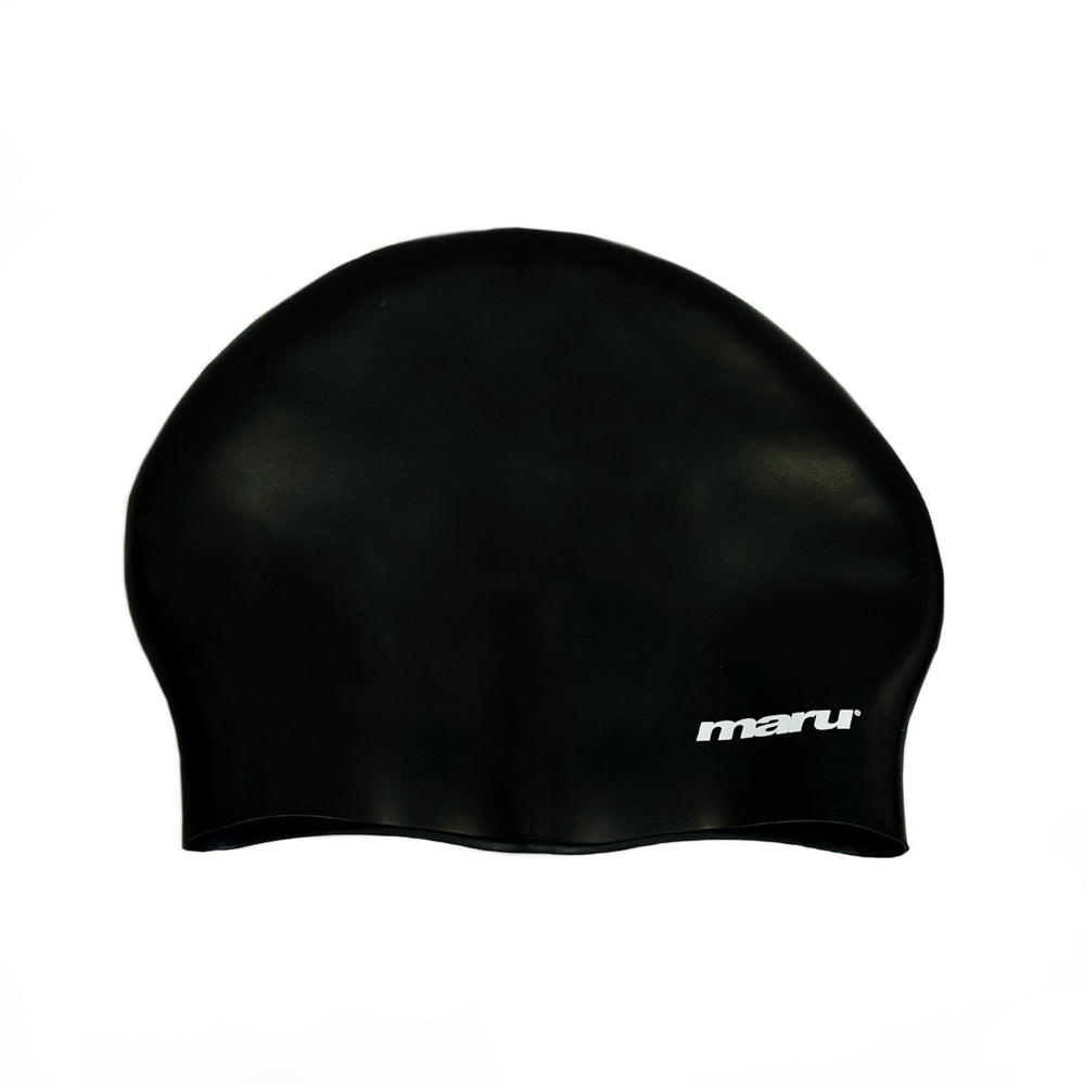 Maru Long Hair Silicone Swim Hat - Black | Allens Of Kingsbury