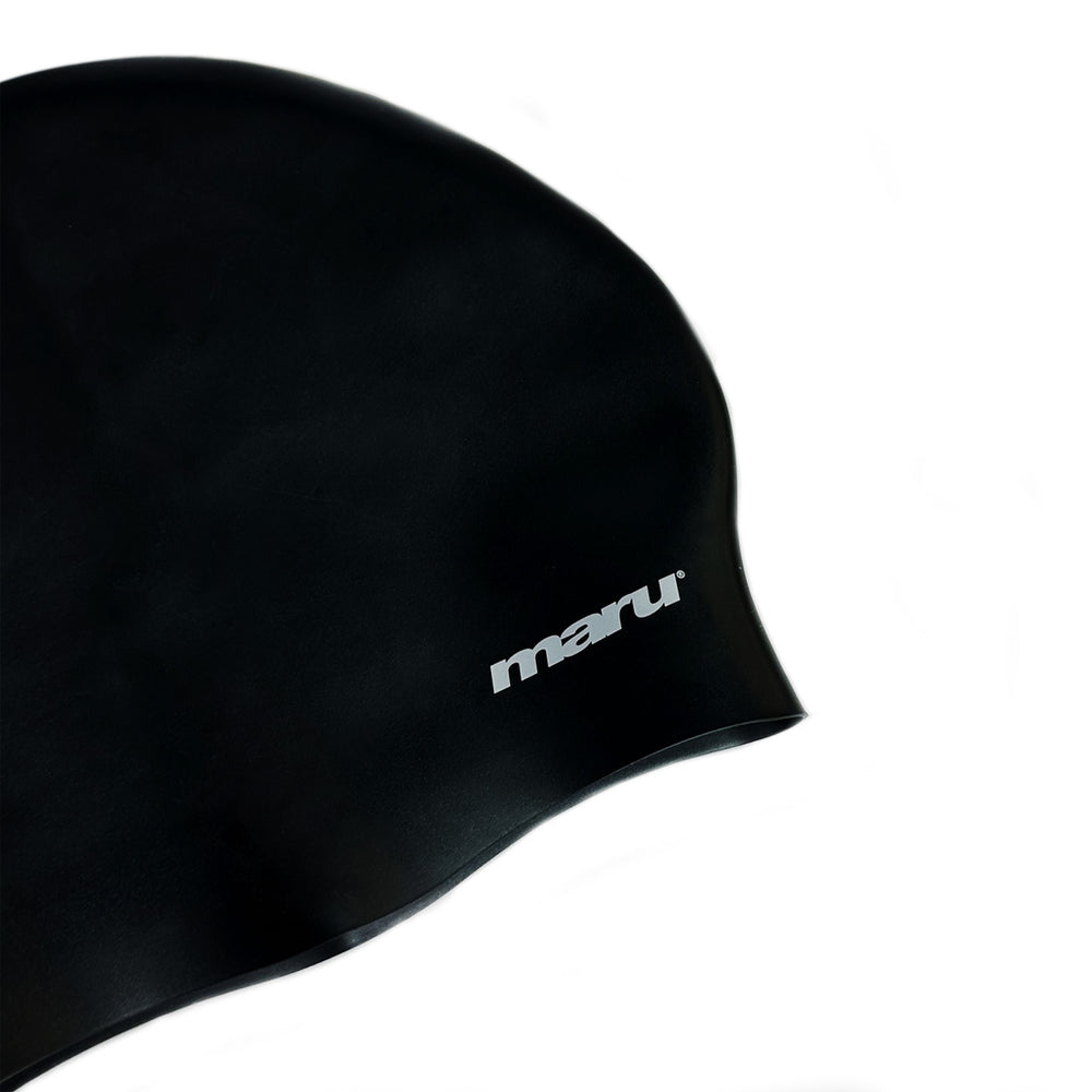Maru Long Hair Silicone Swim Hat - Black | Allens Of Kingsbury