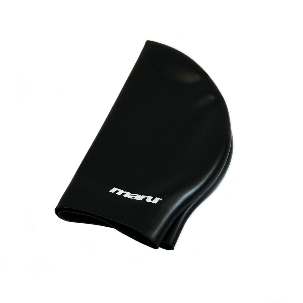 Maru Long Hair Silicone Swim Hat - Black | Allens Of Kingsbury