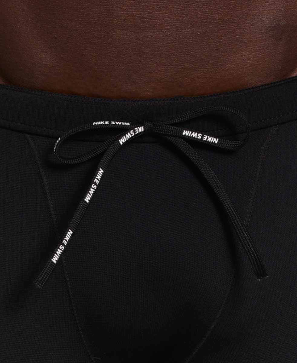Nike men's Hydrastrong team colorblock jammer in black and white, featuring a sleek swimwear design with Nike branding.