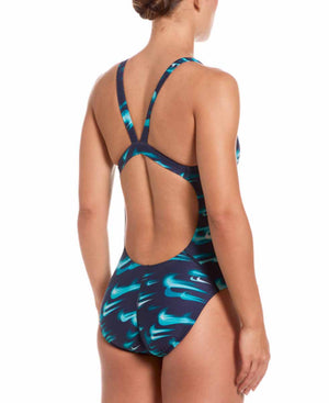 Nike  Womens Hydrastrong Print Fastback One Piece Swimsuit  - Green Abyss