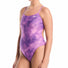 Nike  Womens Hydrastrong Print Cutout One Piece Swimsuit - Light Magenta