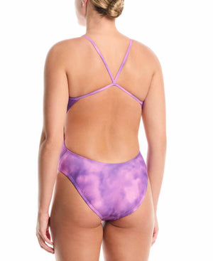 Nike  Womens Hydrastrong Print Cutout One Piece Swimsuit - Light Magenta