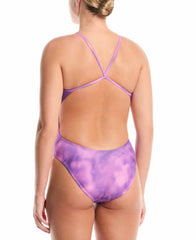 Nike  Womens Hydrastrong Print Cutout One Piece Swimsuit - Light Magenta