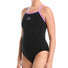 Nike  Hydrastrong JDI Logo Graphic Cursive Racerback Low Leg One Piece Swimsuit - Jet Black/Purple