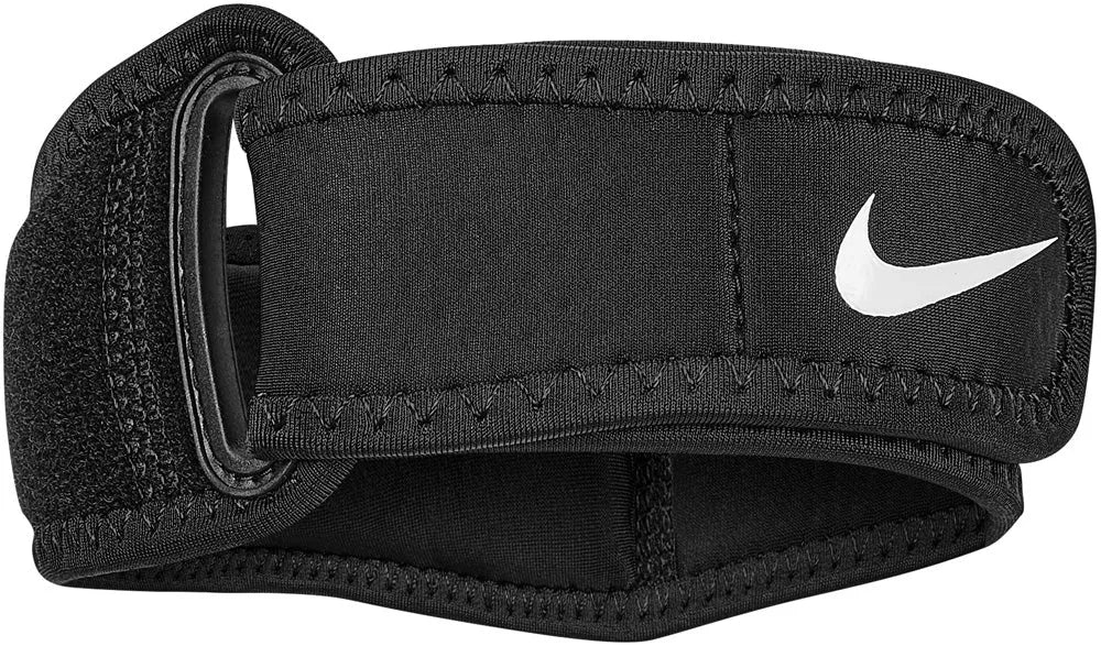Black Nike Pro Elbow Band 3.0 support for athletic compression and stability, designed for active sports and elbow protection.