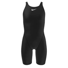 Nike Girls Hydrastrong Strive kneesuit in black, athletic one-piece with Nike logo and fitted design for active wear.