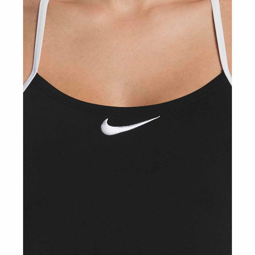 Nike Hydrastrong Logo Graphic Adjustable T-Back One Piece Swimsuit - Black | Allens Of Kingsbury
