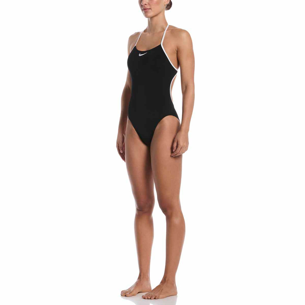 Nike Hydrastrong Logo Graphic Adjustable T-Back One Piece Swimsuit - Black | Allens Of Kingsbury