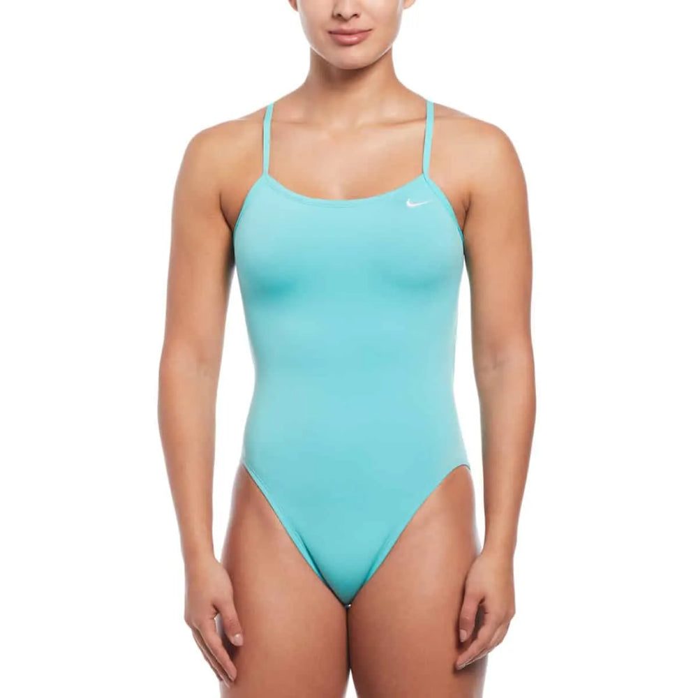 Nike Hydrastrong solid cutout one-piece swimsuit in Aurora Green, featuring a sleek design and cutout details for active swimming.