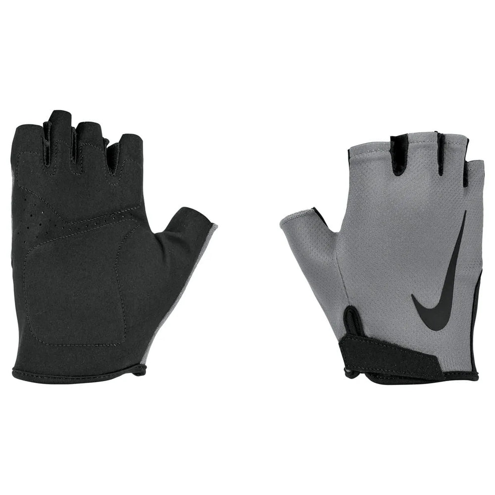 Nike men's gym essential tech gloves in graphite and black, designed for comfortable workout performance.
