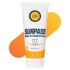 Surpass Care Warm Up and Recovery Balm jar with white label, designed for self-care and muscle recovery.