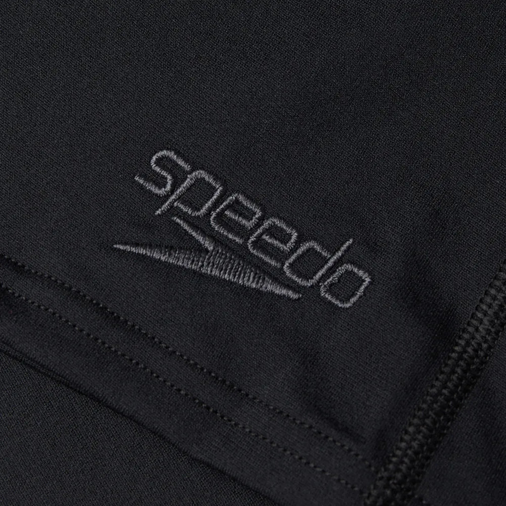 Speedo men's Eco Endurance+ black aquashorts, snug fit swimwear designed for durability and comfort in the water