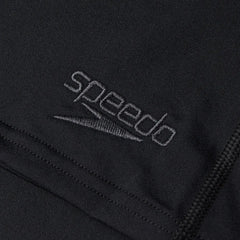 Speedo men's Eco Endurance+ black aquashorts, snug fit swimwear designed for durability and comfort in the water