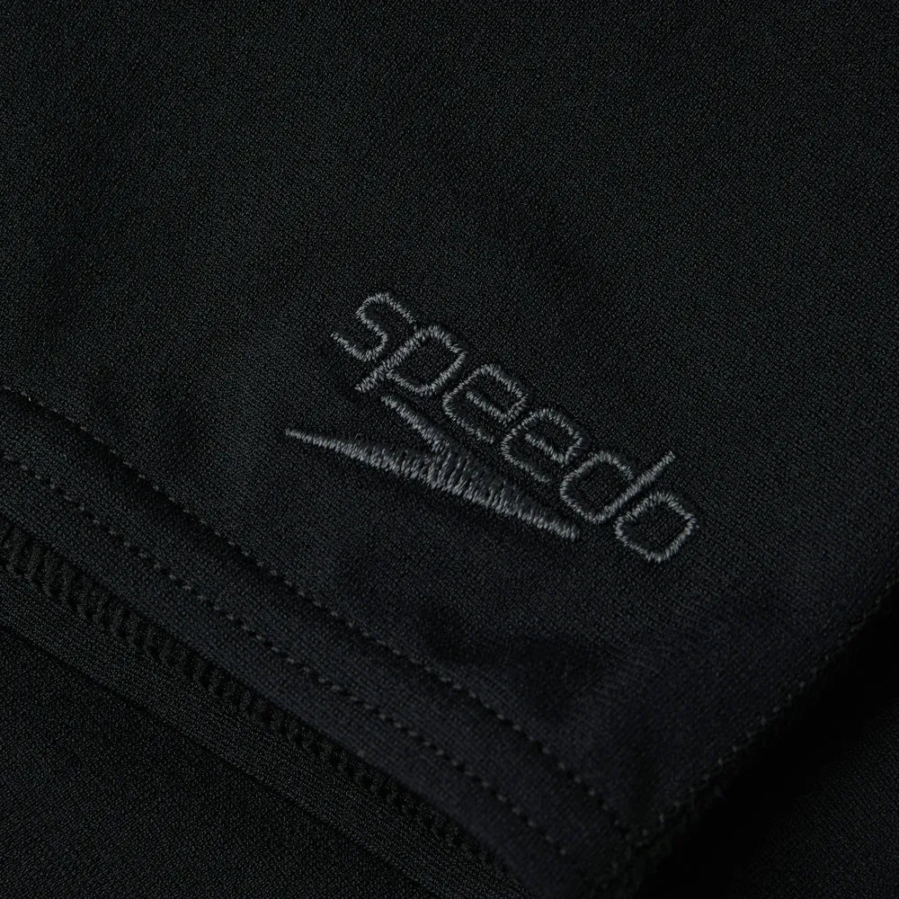 Black Speedo boys' Eco Endurance+ aquashorts designed for swimming, with a comfortable fit and durable, eco-friendly fabric.