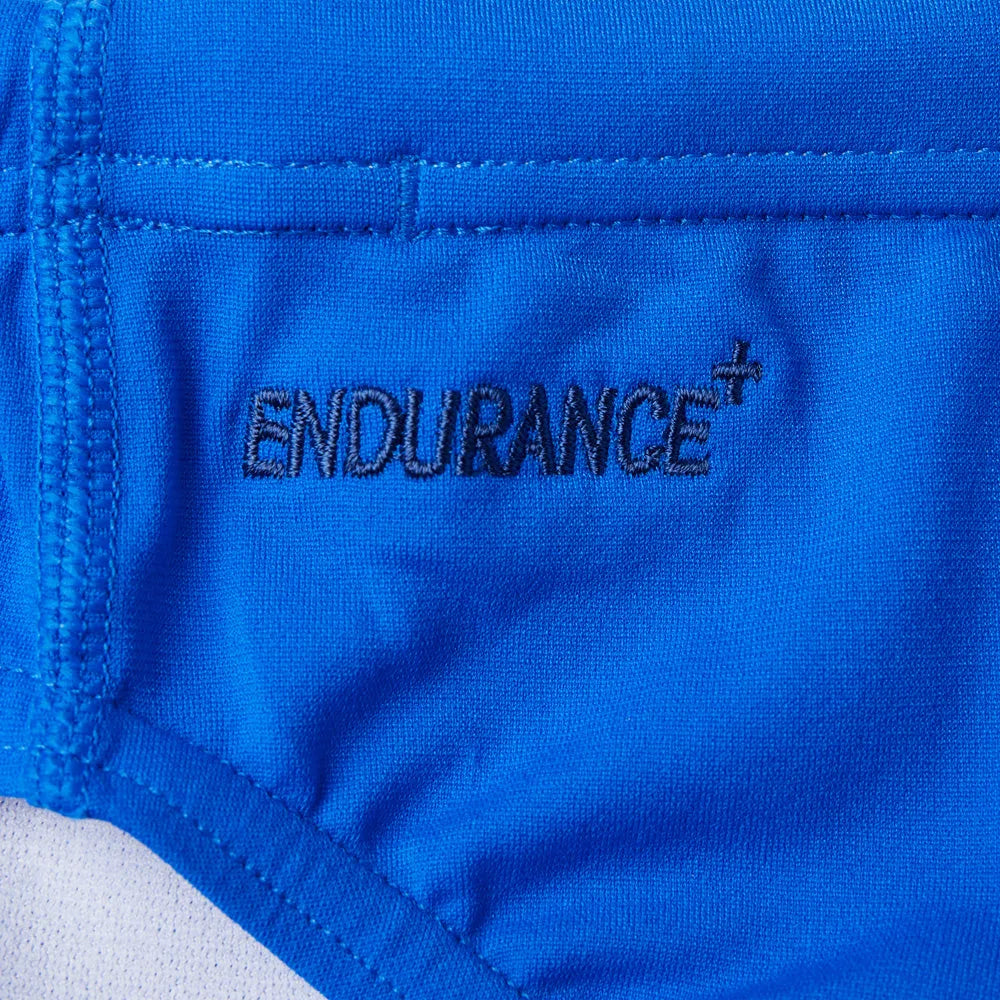 Blue Speedo Eco Men's Endurance+ 7cm Briefs featuring a snug fit and durable fabric, designed for comfortable swimming.