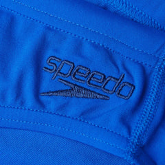 Blue Speedo Eco Men's Endurance+ 7cm Brief showing the fitted swim briefs with Speedo logo and elastic waistband.