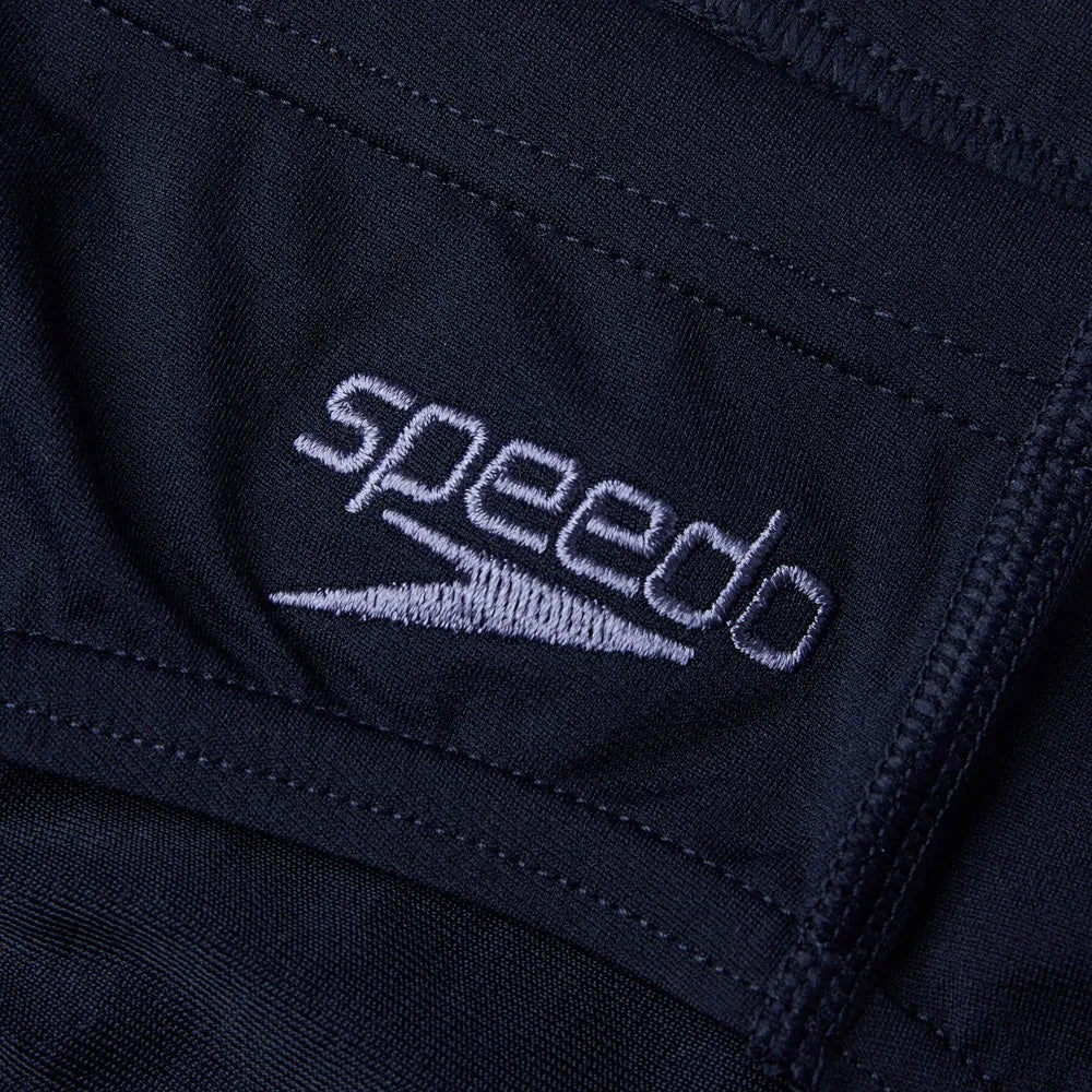 Speedo men's Eco Endurance+ 7cm brief in blue fabric, showing the snug fit and elastic waistband for swimwear.