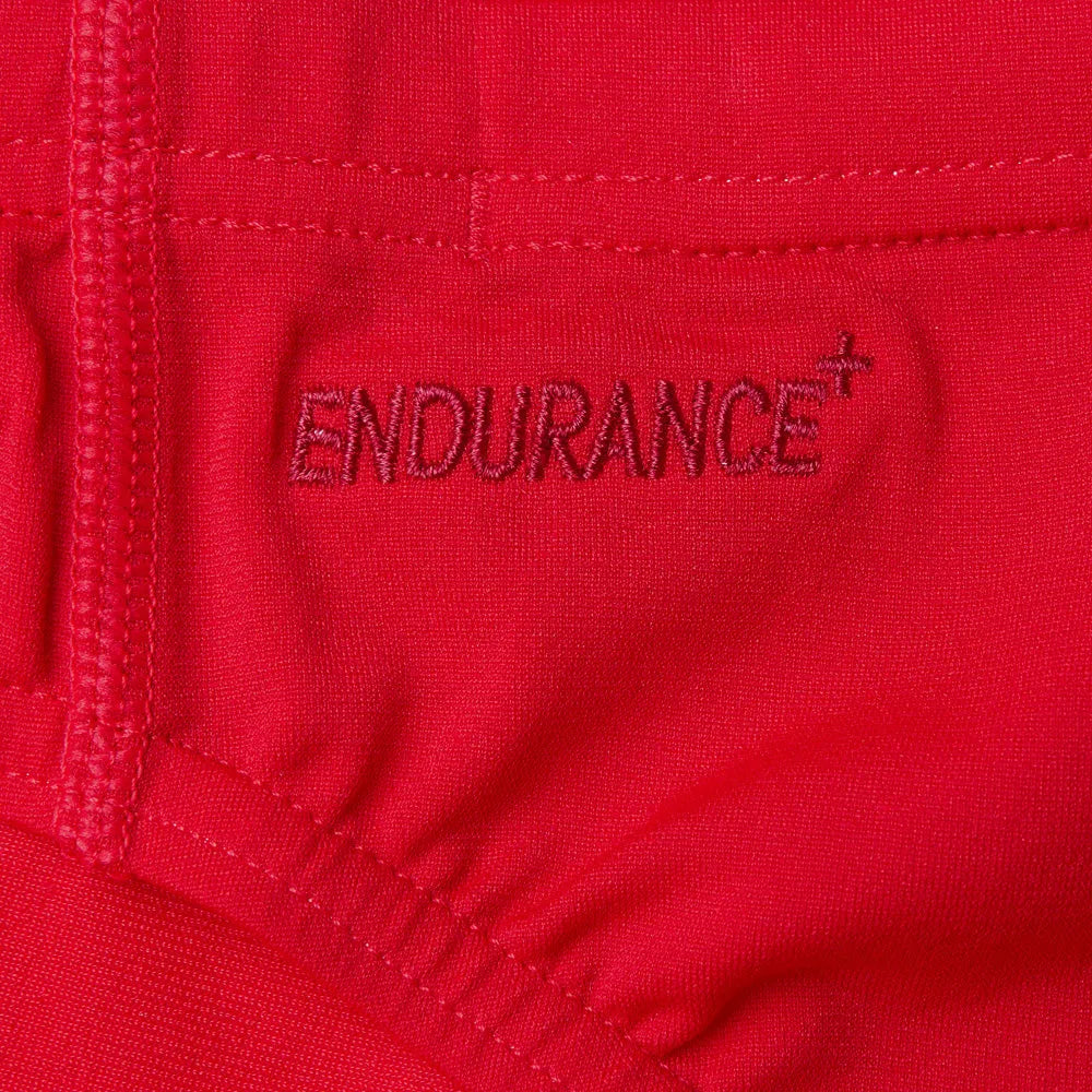 Red Speedo men's Eco Endurance+ 7cm briefs, swimwear with a snug fit and durable fabric, suitable for competitive swimming.