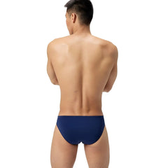 Speedo men's solid navy brief swimsuit, lightweight and comfortable swimwear for competitive and casual swimming.