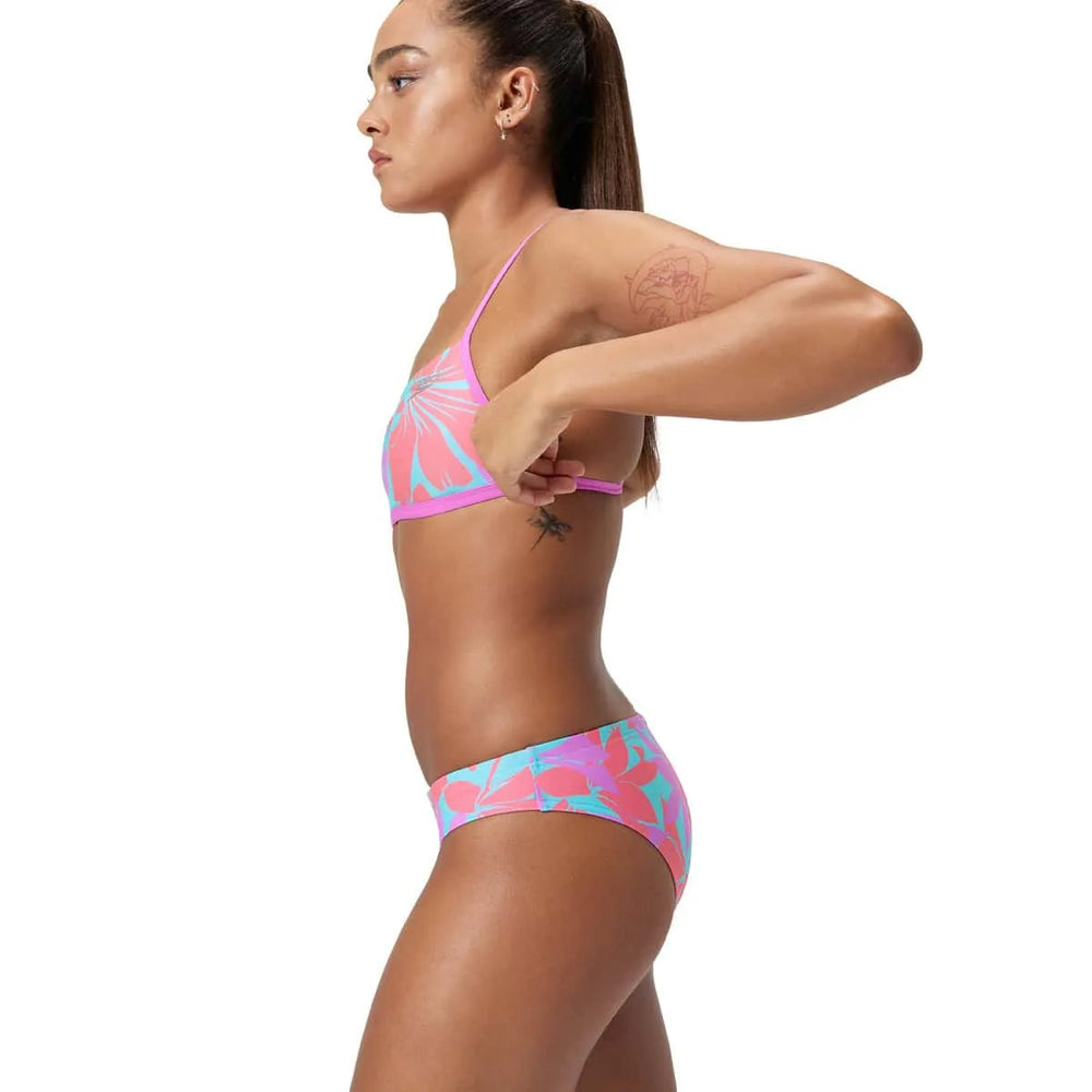Speedo women's digital hipster briefs in multi-color pattern, female bottoms with allover digital print.