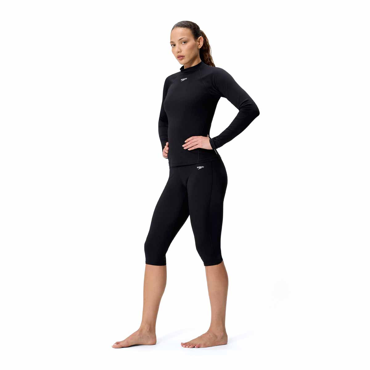 Speedo Womens Endurance+ Three Quarter Swim Legging - Anthracite | Allens Of Kingsbury