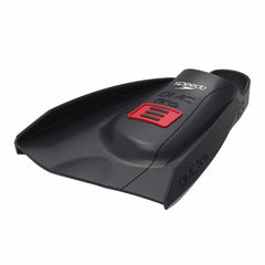 Speedo DMC Elite Max Fins in black, lightweight swim fins with textured foot pockets for enhanced propulsion and comfort.